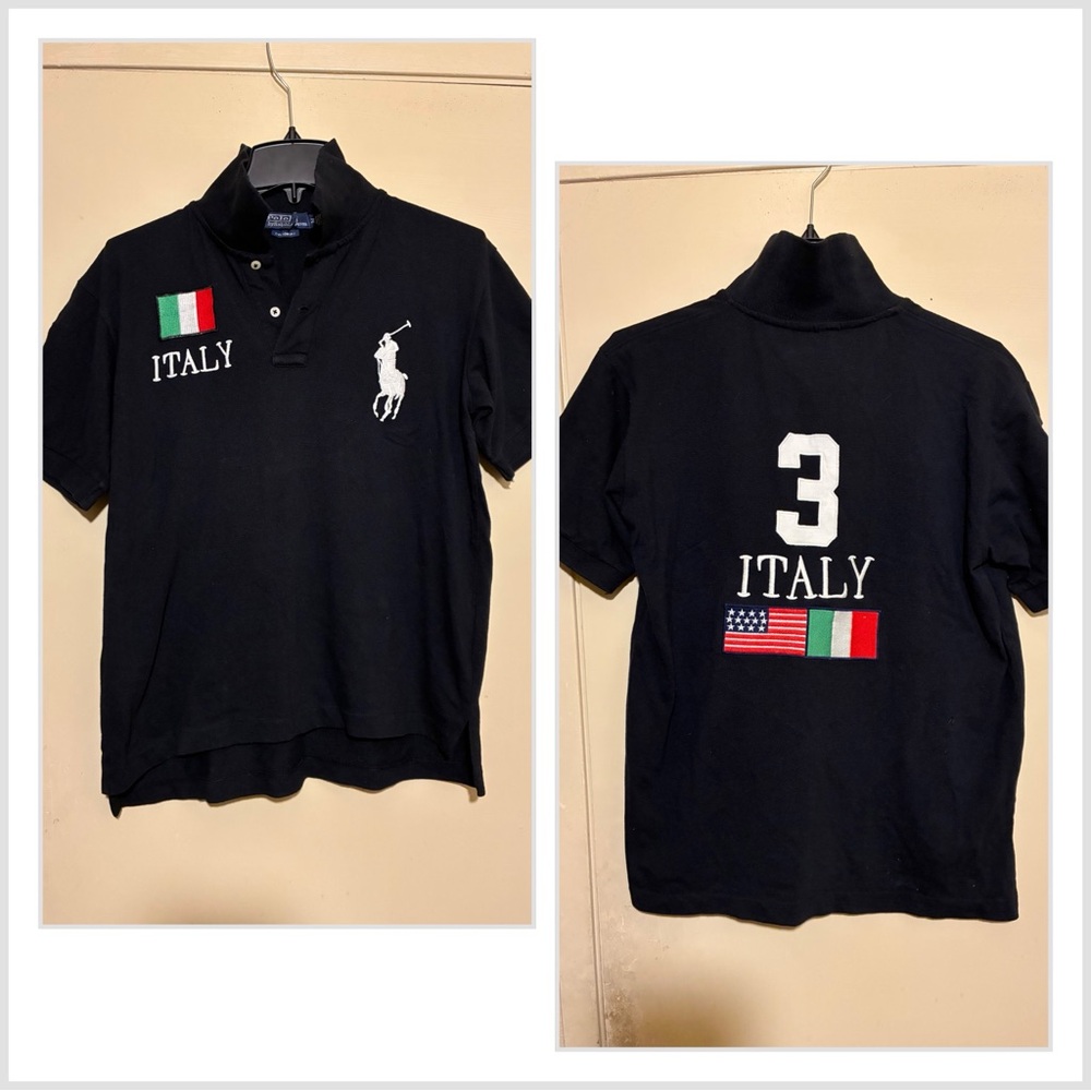 Vintage Polo Ralph Lauren Rugby Shirt Italy USA #3 Sz M Chief Keef Style